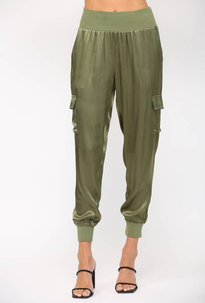 Satin cargo jogger discount pants